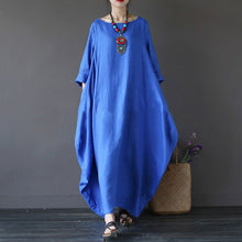 Load image into Gallery viewer, 2021 Vintage Women Solid 3/4 Sleeve Loose Maxi Dress with Pocket
