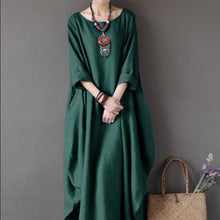 Load image into Gallery viewer, 2021 Vintage Women Solid 3/4 Sleeve Loose Maxi Dress with Pocket
