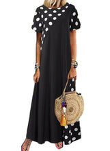 Load image into Gallery viewer, Casual Polka Dot Tunic Round Neckline Shift Dress
