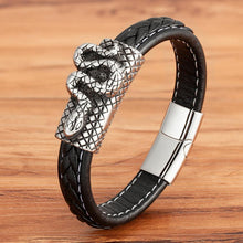 Load image into Gallery viewer, Neo-gothic Style Stainless Steel Leather Bracelet
