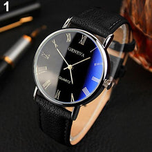 Load image into Gallery viewer, Men Roman Numerals Blu-Ray Quartz Business Wrist Watch
