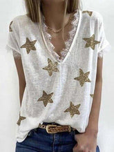 Load image into Gallery viewer, Fashion Printed Lace Short-Sleeved T-Shirt
