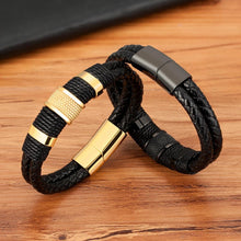 Load image into Gallery viewer, Leather Rope Wrapping Special Style Classic Stainless Steel Leather Bracelet
