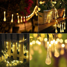 Load image into Gallery viewer, 8 Modes Solar Water Drop String Lights For Indoor Outdoor Decoration
