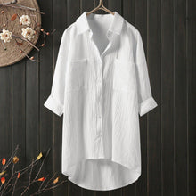 Load image into Gallery viewer, 2021 New Temperament Solid Color Cotton Linen Shirt Loose Autumn Tops
