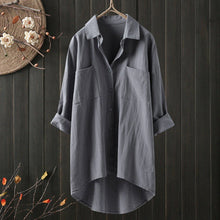 Load image into Gallery viewer, 2021 New Temperament Solid Color Cotton Linen Shirt Loose Autumn Tops
