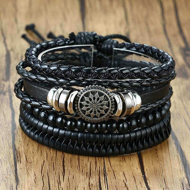 【BUY 2 FREE SHIPPING & GET 10%OFF】4pcs/ set Adjustable Leather Bracelets