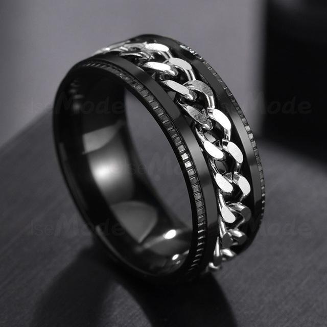 🔥【HOT SALE】Stainless Steel Rotatable Men Ring High Quality Spinner Chain