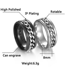 Load image into Gallery viewer, 🔥【HOT SALE】Stainless Steel Rotatable Men Ring High Quality Spinner Chain
