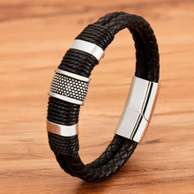 Load image into Gallery viewer, Leather Rope Wrapping Special Style Classic Stainless Steel Leather Bracelet
