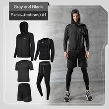 Load image into Gallery viewer, 5 Pcs/Set Men&#39;s Tracksuit Gym Fitness Compression Sports Suit Clothes Running Jogging Sport Wear Exercise Workout Tights
