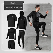 Load image into Gallery viewer, 5 Pcs/Set Men&#39;s Tracksuit Gym Fitness Compression Sports Suit Clothes Running Jogging Sport Wear Exercise Workout Tights
